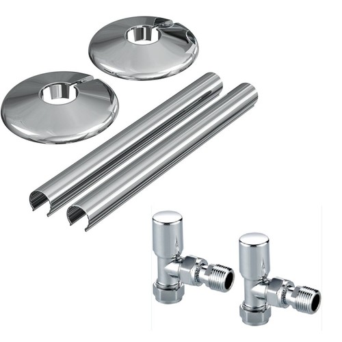 Chrome radiator valve kit - chrome,