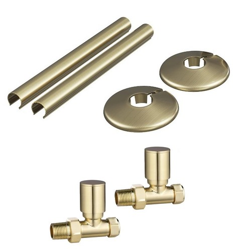 Brushed brass radiator - brushed, valves