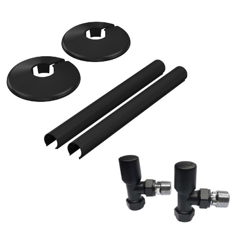 Noir matt black radiator - radiator, valve